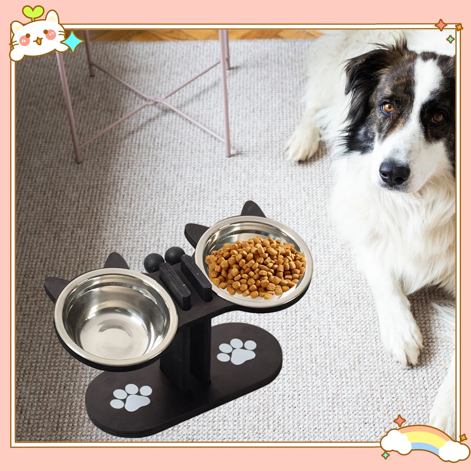 Cat Bowls Elevated Dish Pet Food Bowls for Food and Water Kitten Indoor Cats Cat Bowls with Stand Cat Dining Table Dish