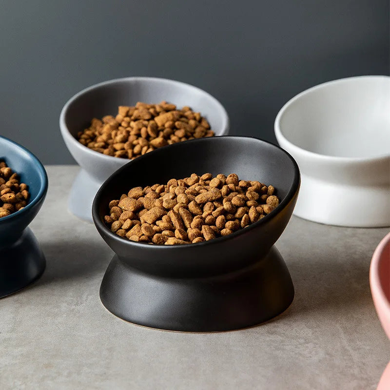 Pet Ceramics Bowl Nordic Style Cat Food Feeding Dishes Puppy Dog Neck Guard High Foot Bowls Cats Eating Supplies