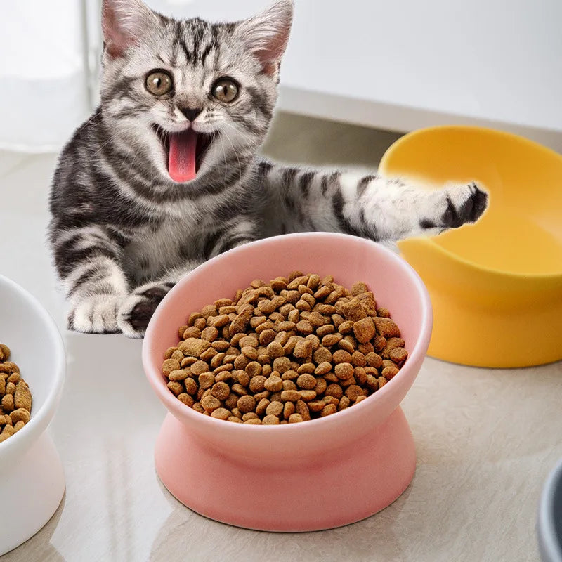 Pet Ceramics Bowl Nordic Style Cat Food Feeding Dishes Puppy Dog Neck Guard High Foot Bowls Cats Eating Supplies