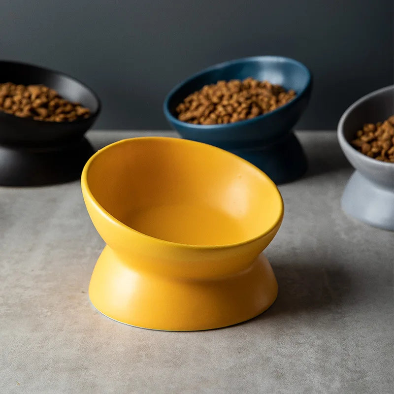 Pet Ceramics Bowl Nordic Style Cat Food Feeding Dishes Puppy Dog Neck Guard High Foot Bowls Cats Eating Supplies