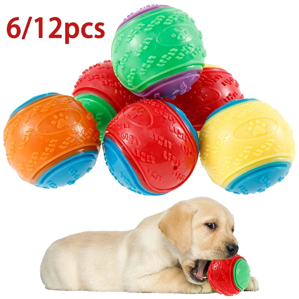6/12Pcs Dog Squeaky Balls Toys High Bouncy Interactive Toys Rubber Dog Chew Toy Outdoor Throwing Recovery Training Pet Supplies