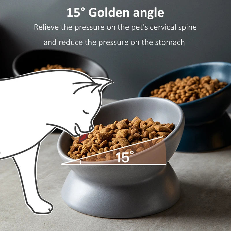 Pet Ceramics Bowl Nordic Style Cat Food Feeding Dishes Puppy Dog Neck Guard High Foot Bowls Cats Eating Supplies