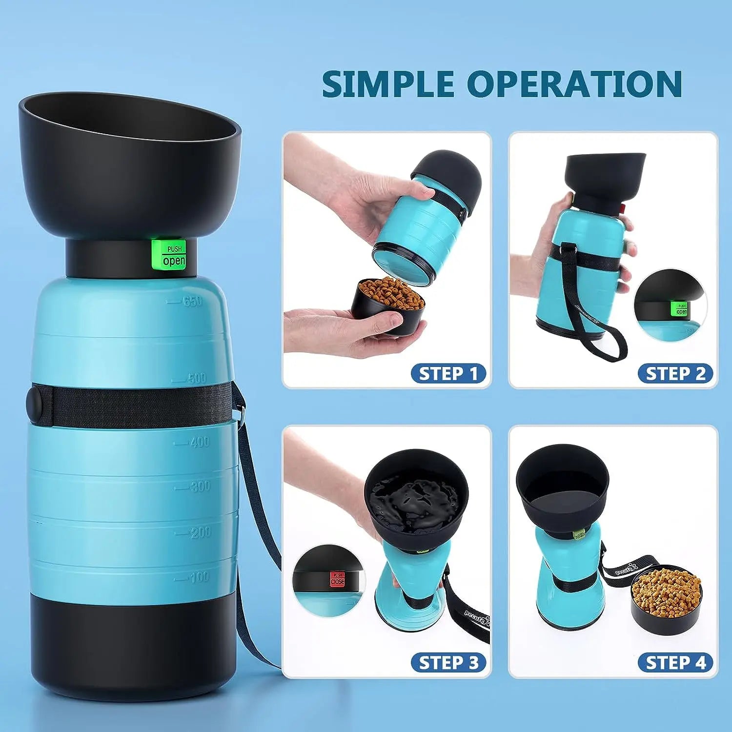 Upgraded Dog Water Bottles, Portable, Accompanying Pet Water Cup for Going Out, Outdoor Water Cup, Food Travel Bowls, 650ml