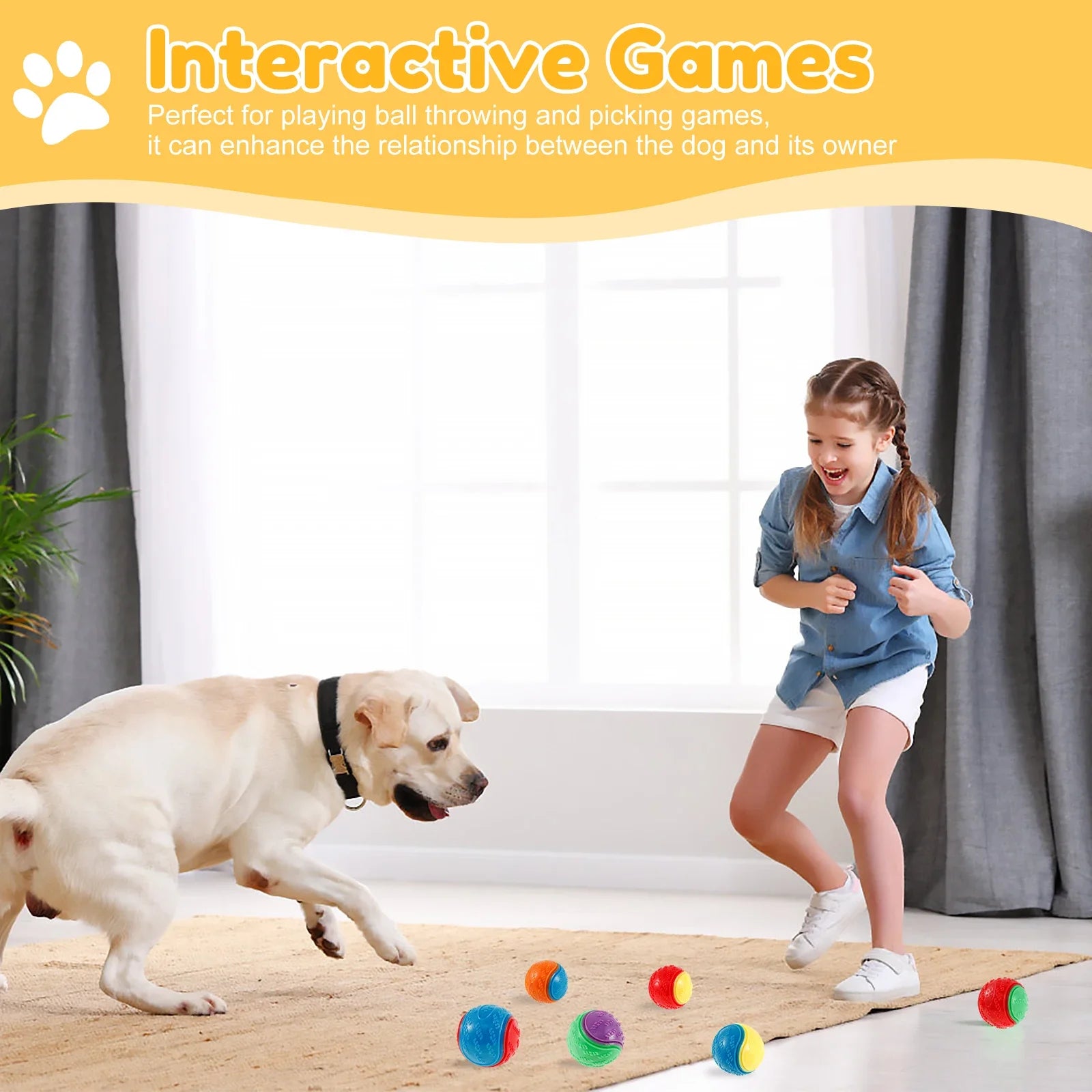 6/12Pcs Dog Squeaky Balls Toys High Bouncy Interactive Toys Rubber Dog Chew Toy Outdoor Throwing Recovery Training Pet Supplies