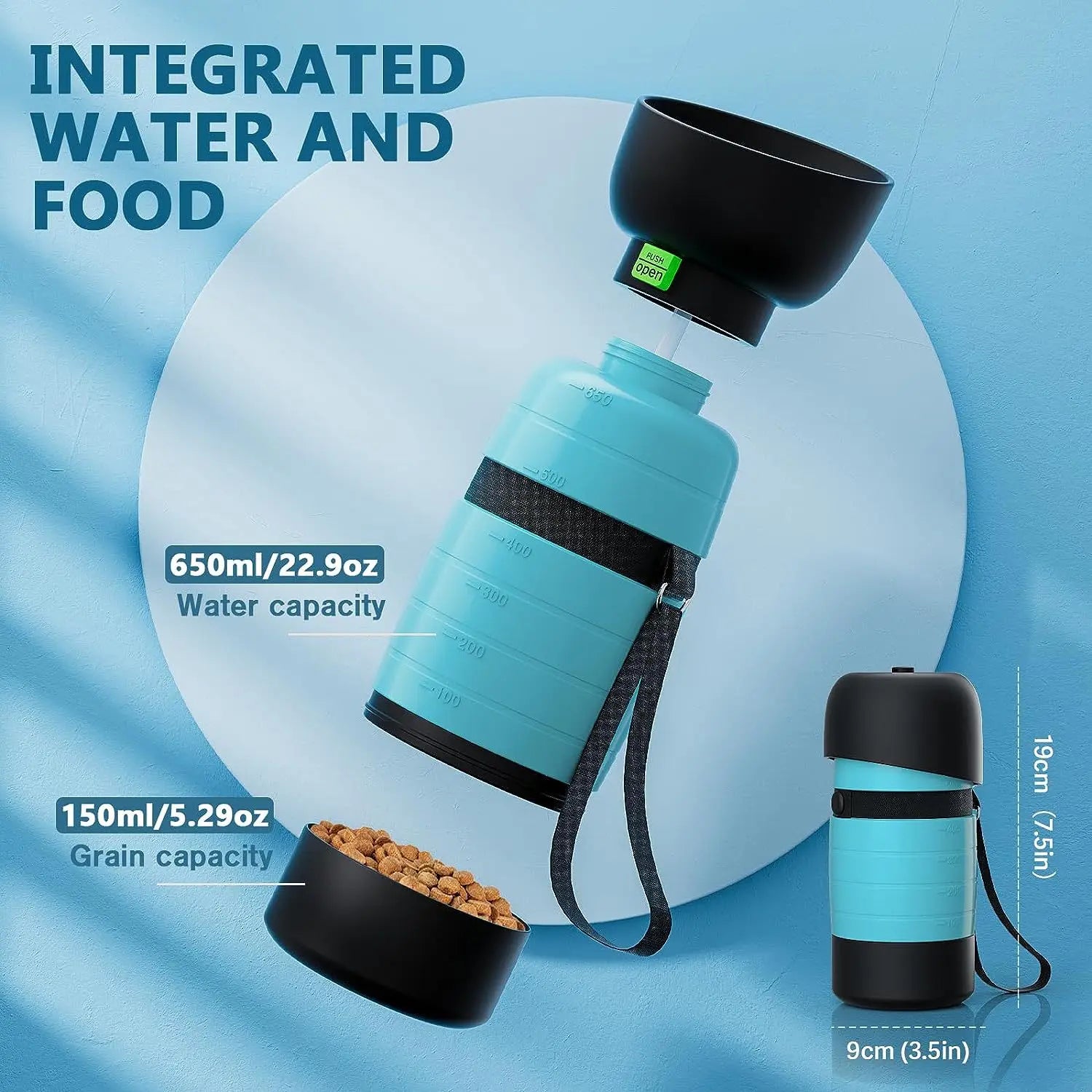 Upgraded Dog Water Bottles, Portable, Accompanying Pet Water Cup for Going Out, Outdoor Water Cup, Food Travel Bowls, 650ml